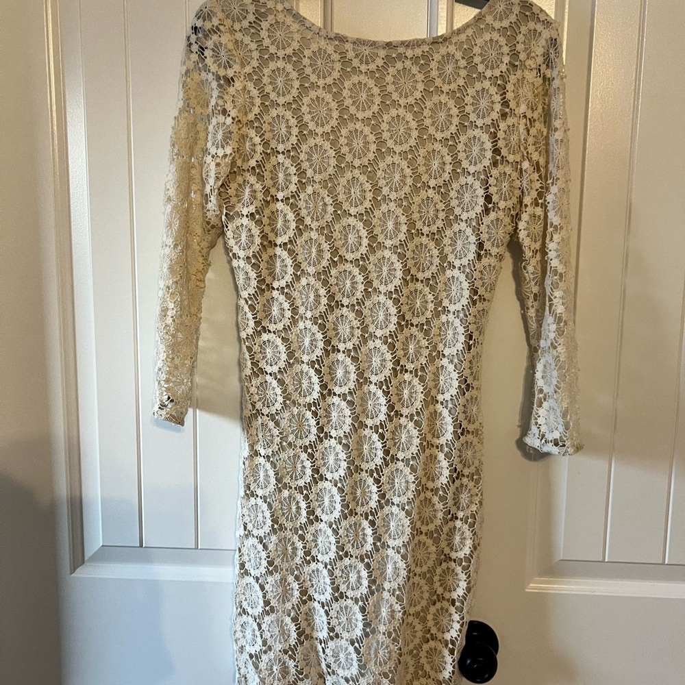 Rubber Ducky Productions Cream Lace Long Sleeve Dress